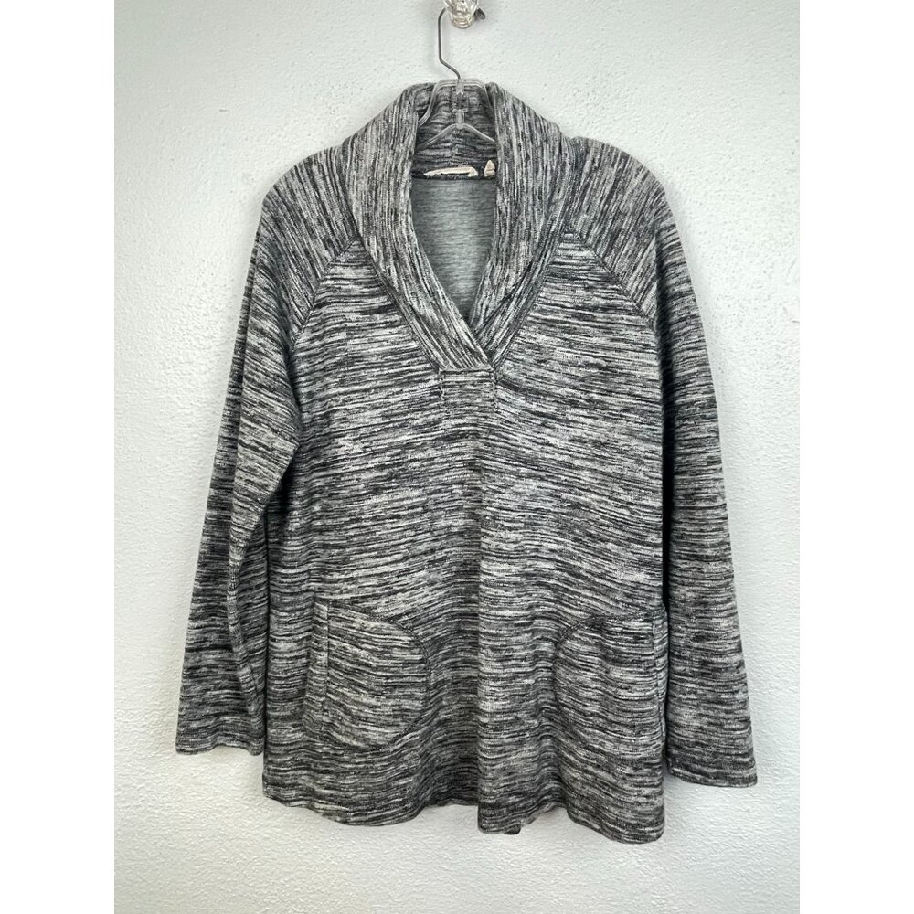 Soft Surroundings Women's Gray Heather Stacy Shawl Collar Sweatshirt Size L